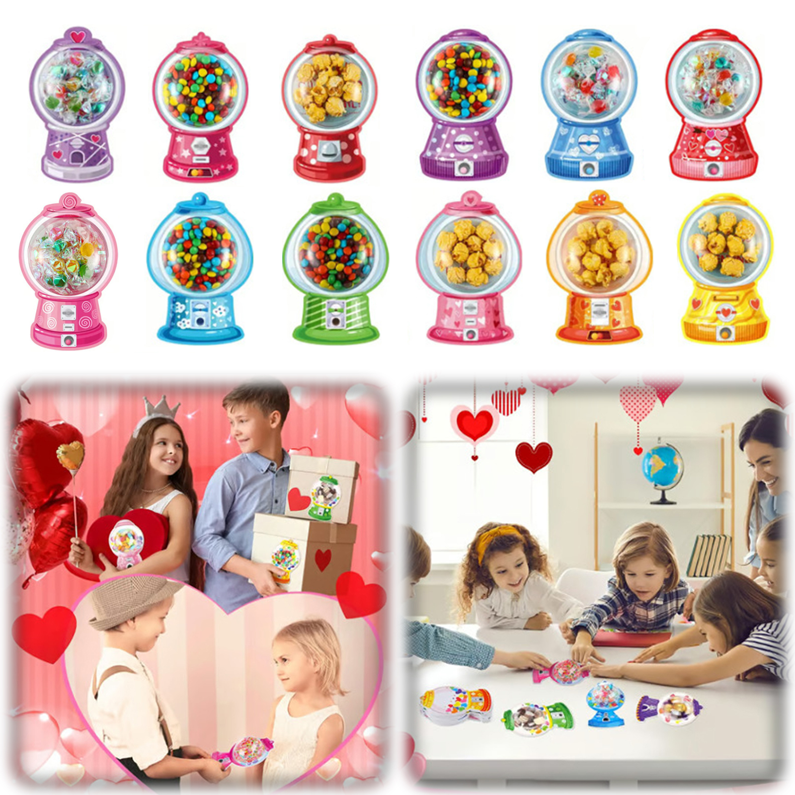 Bubble Gum Machine - 36/18 Pack Valentine Greeting Cards Set