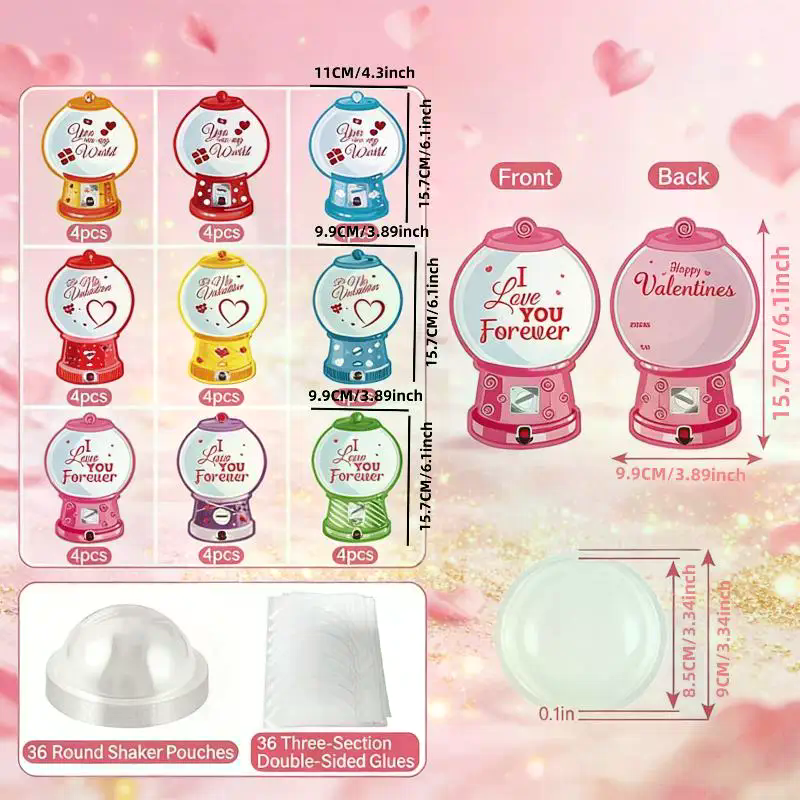 18/36 Pcs DIY Valentines Candy – Bubble Gum Machine recenzja i cena